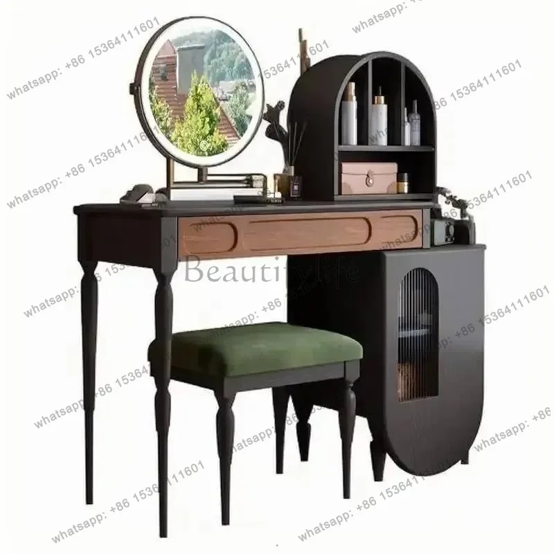 طاولة تجميل سوداء من LJY مع در - مراجعة Beauty Makeup Vanity Set وسعره