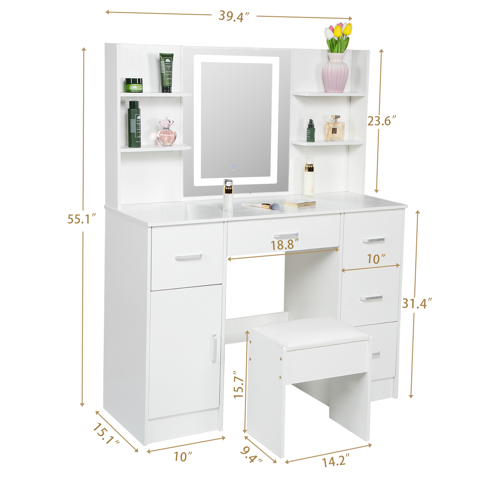 طاولة تجميل مزودة بإضاءة LED،  - مراجعة Beauty Makeup Vanity Set وسعره